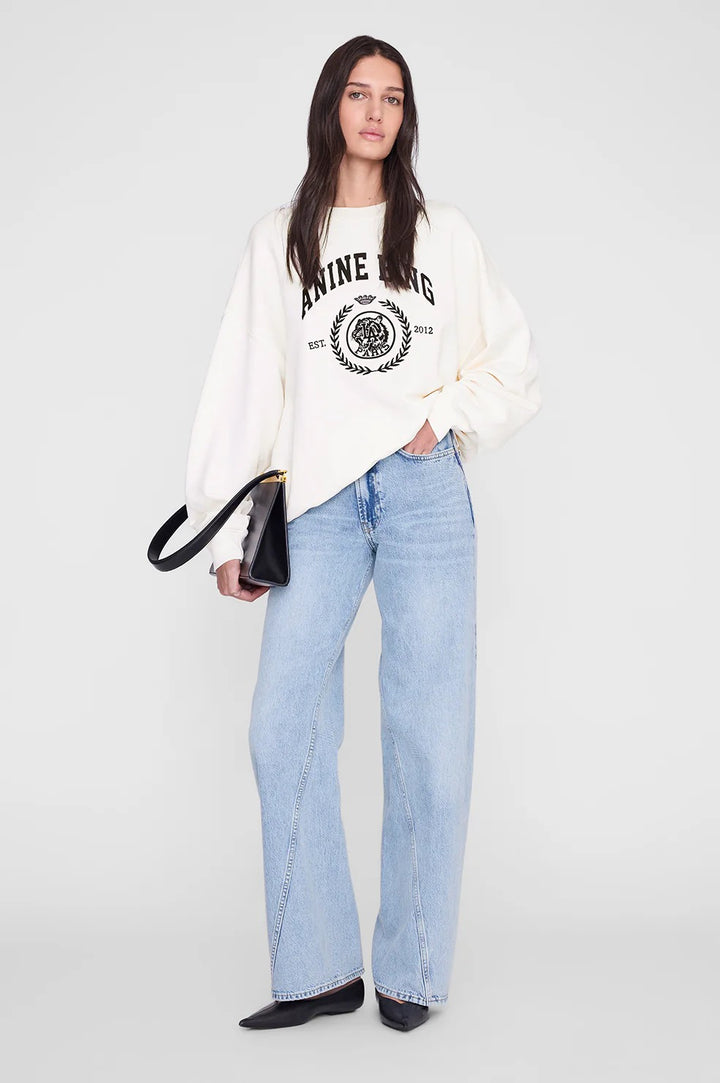 ANINE BING - Miles Sweatshirt Collegiate in Cream Sweatshirts