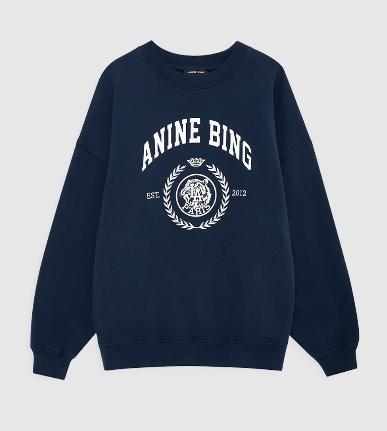 ANINE BING - Miles Sweatshirt Collegiate in Dark Navy Sweatshirts