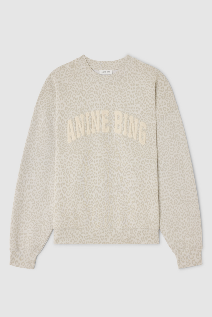 ANINE BING - Miles Sweatshirt in Washed White Leopard Sweatshirts