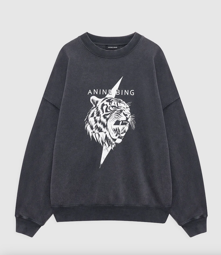 ANINE BING - Miles Sweatshirt Tiger in Vintage Black Sweatshirts