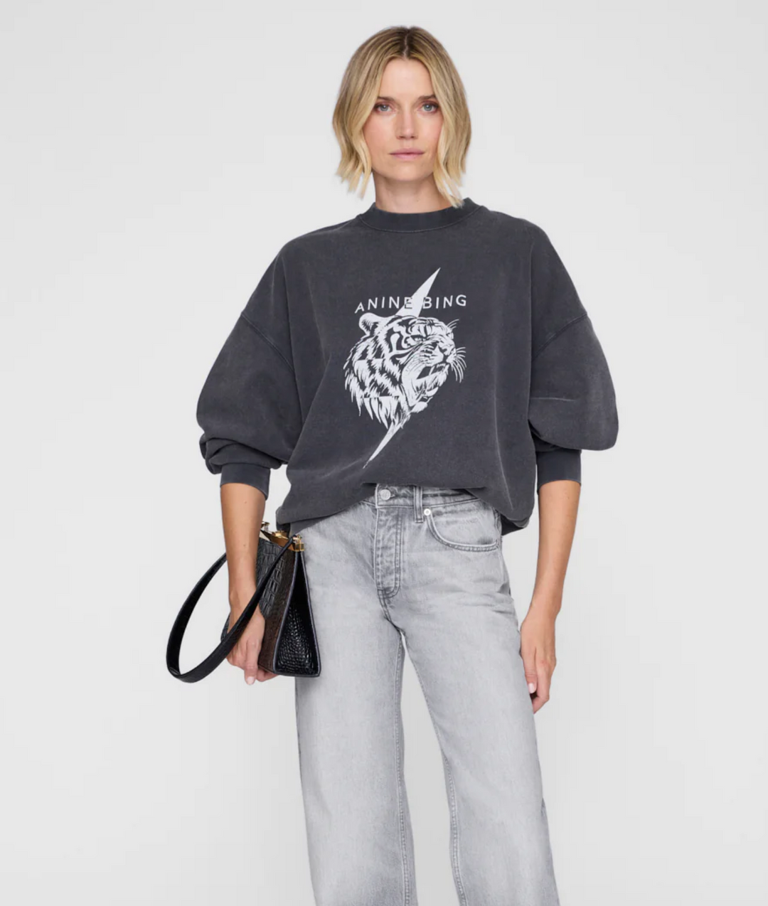 ANINE BING - Miles Sweatshirt Tiger in Vintage Black Sweatshirts