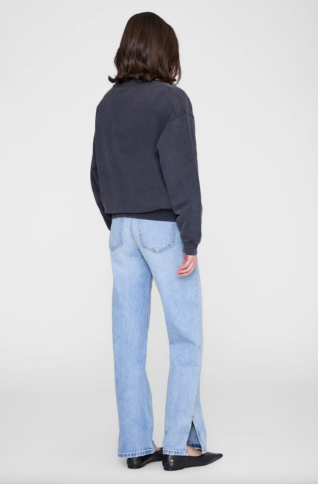 ANINE BING - Spencer Sweatshirt Eagle in Washed Black Sweatshirts