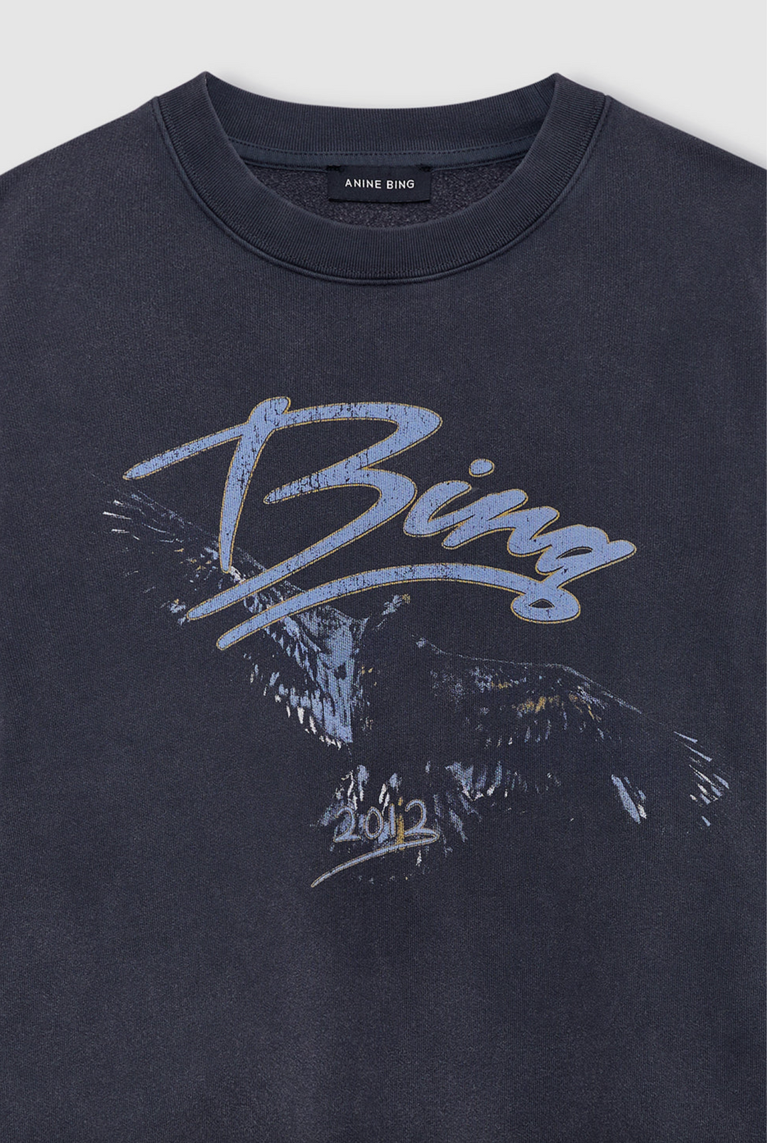 ANINE BING - Spencer Sweatshirt Eagle in Washed Black Sweatshirts