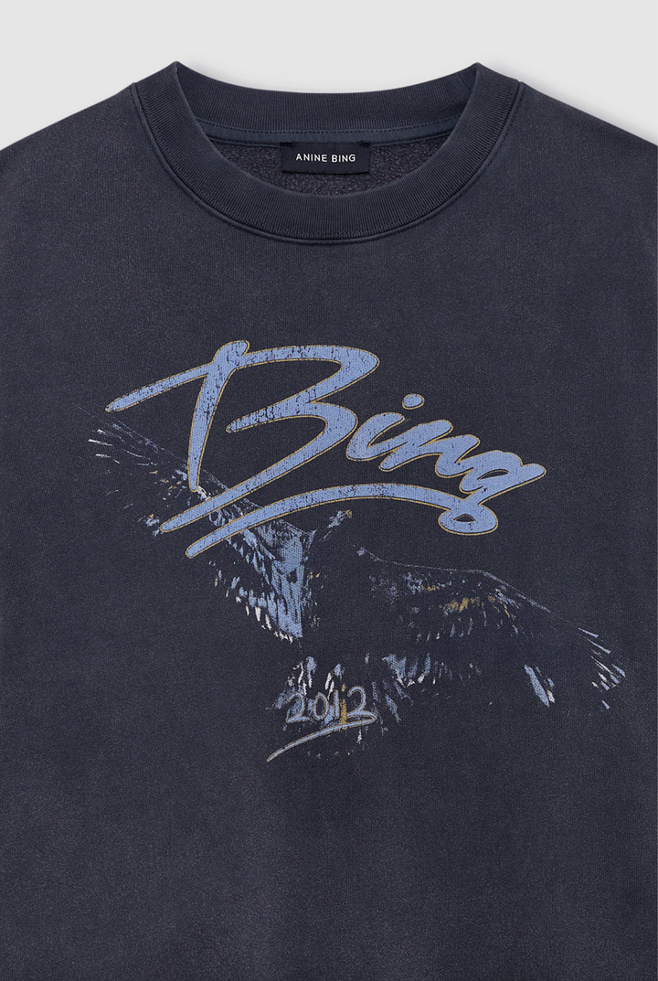 ANINE BING - Spencer Sweatshirt Eagle in Washed Black Sweatshirts