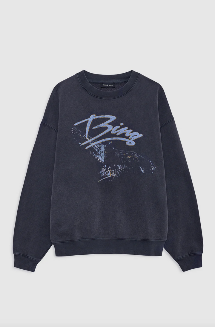 ANINE BING - Spencer Sweatshirt Eagle in Washed Black Sweatshirts