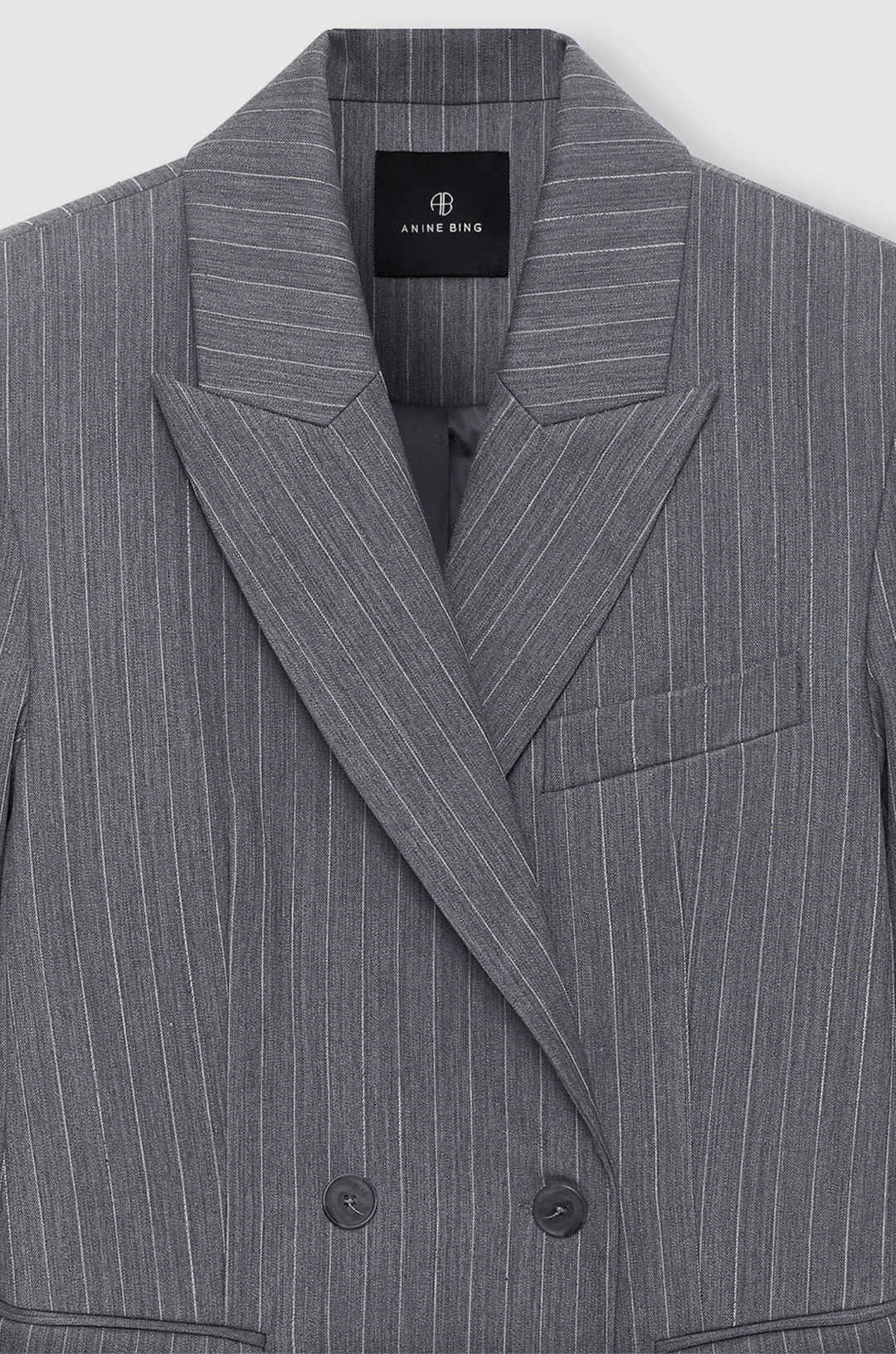 ANINE BING - Tiphaine Blazer in Light Grey Pinstripe Coats & Jackets