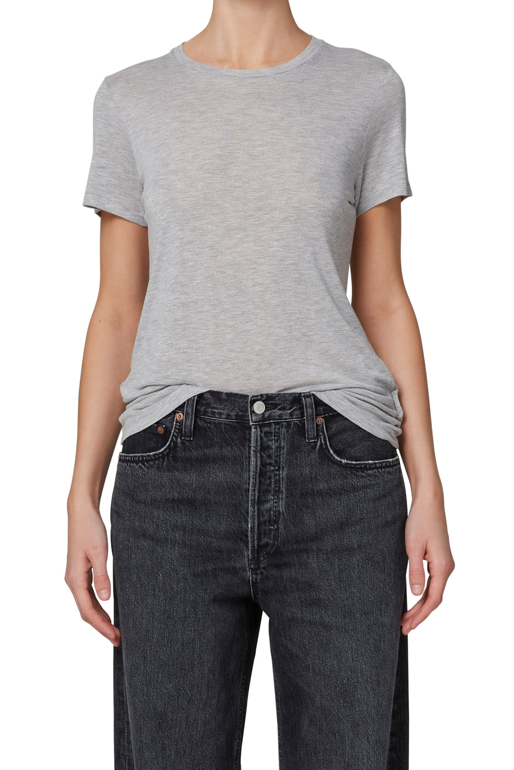 AGOLDE - Annise Slim Tee in Grey Heather