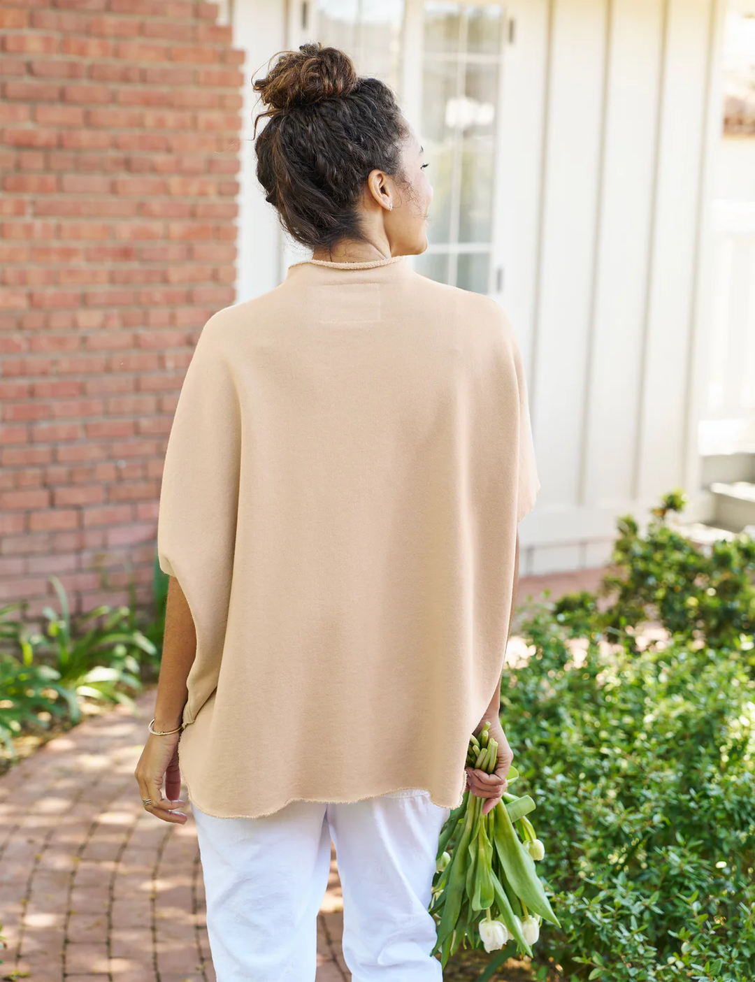 Frank & Eileen - Audrey Funnel Neck Capelet in Sand