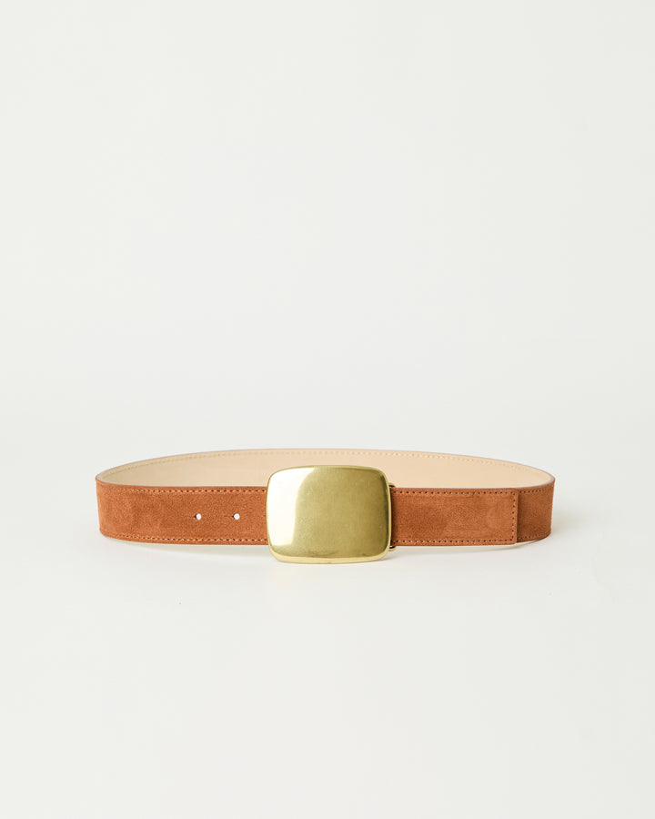 B-LOW THE BELT - Leighton Suede in Cognac Brass Belt