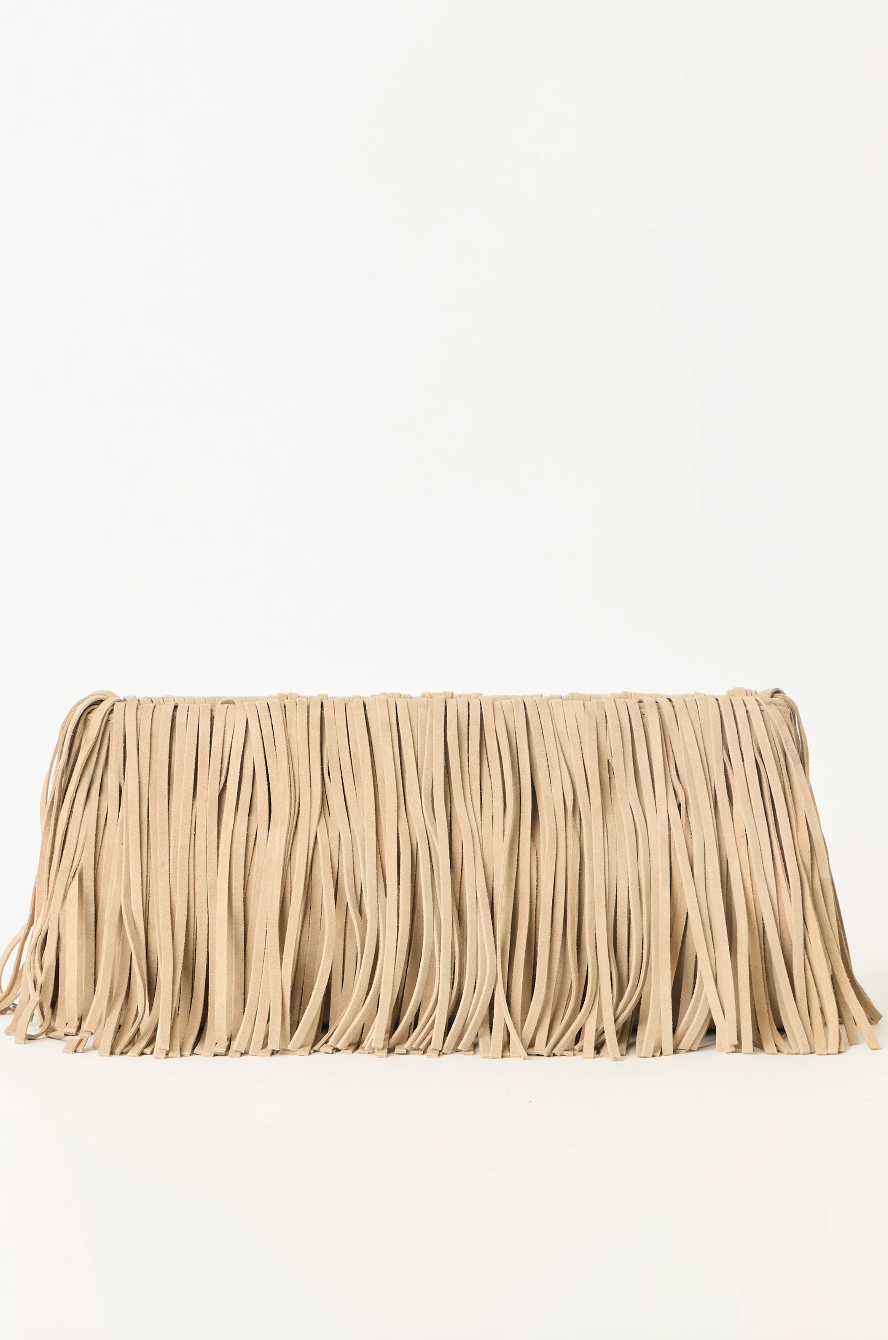 B-LOW THE BELT - Melrose Suede Clutch in Macchiato Handbag