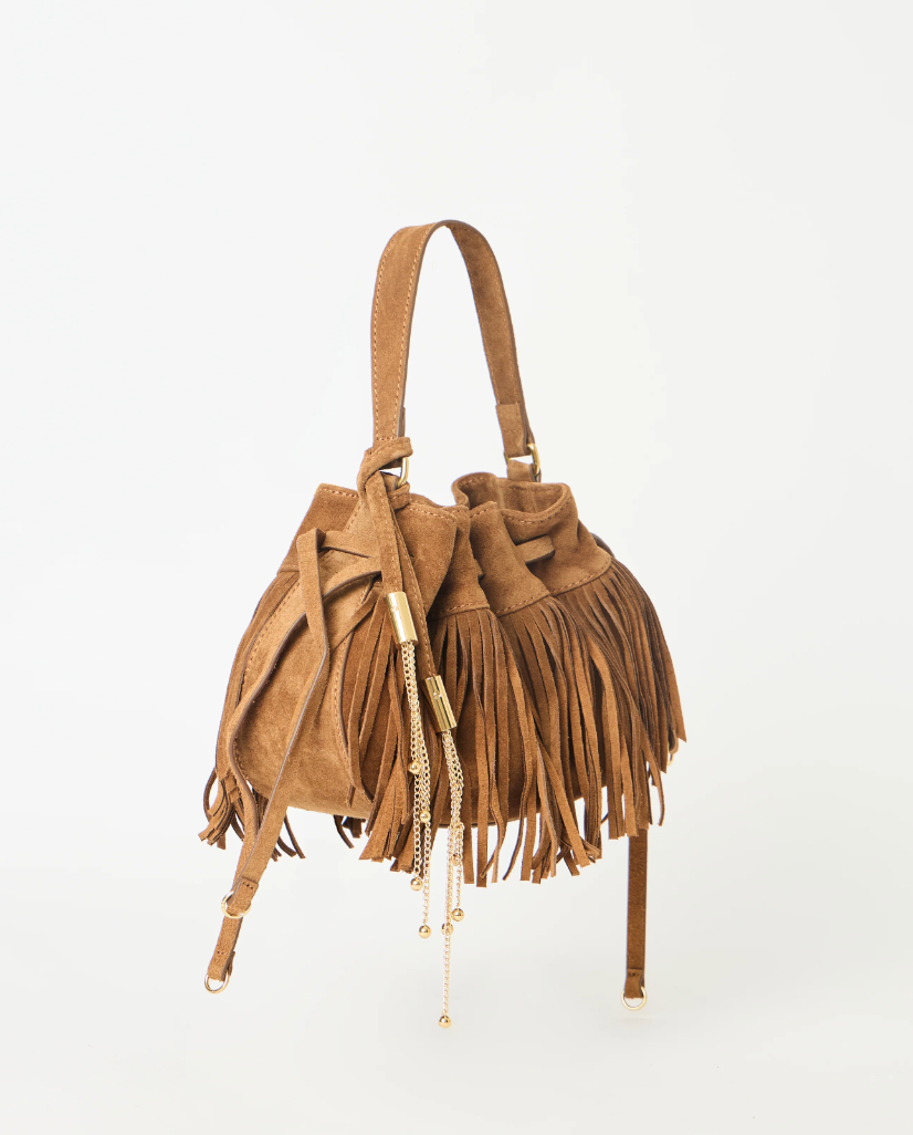 B-LOW THE BELT - Melrose Suede Crossbody in Bronze Gold Handbag