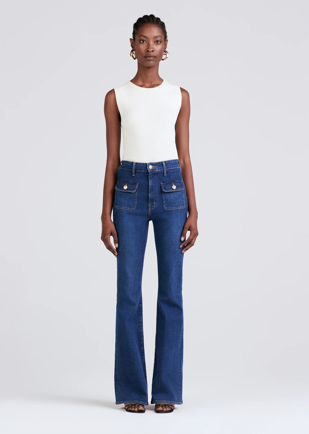Derek Lam 10 Crosby - Crosby Patch Pocket Flare in Bedford Dark