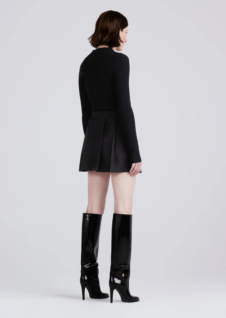 Derek Lam 10 Crosby - Filomena Knit Combo Pleated Mini Dress in Black