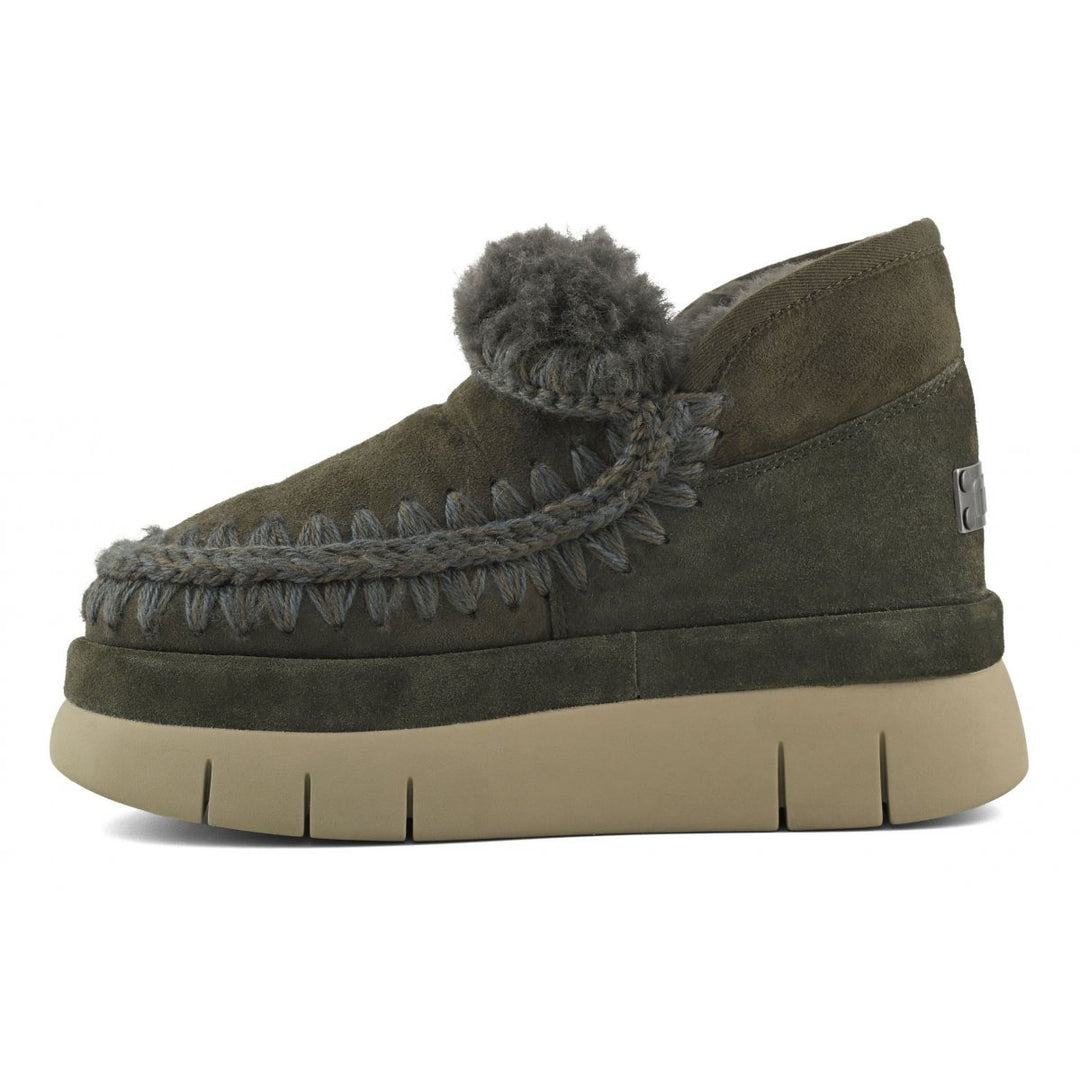 Mou - Bounce Welt Sneaker Suede in Black Olive