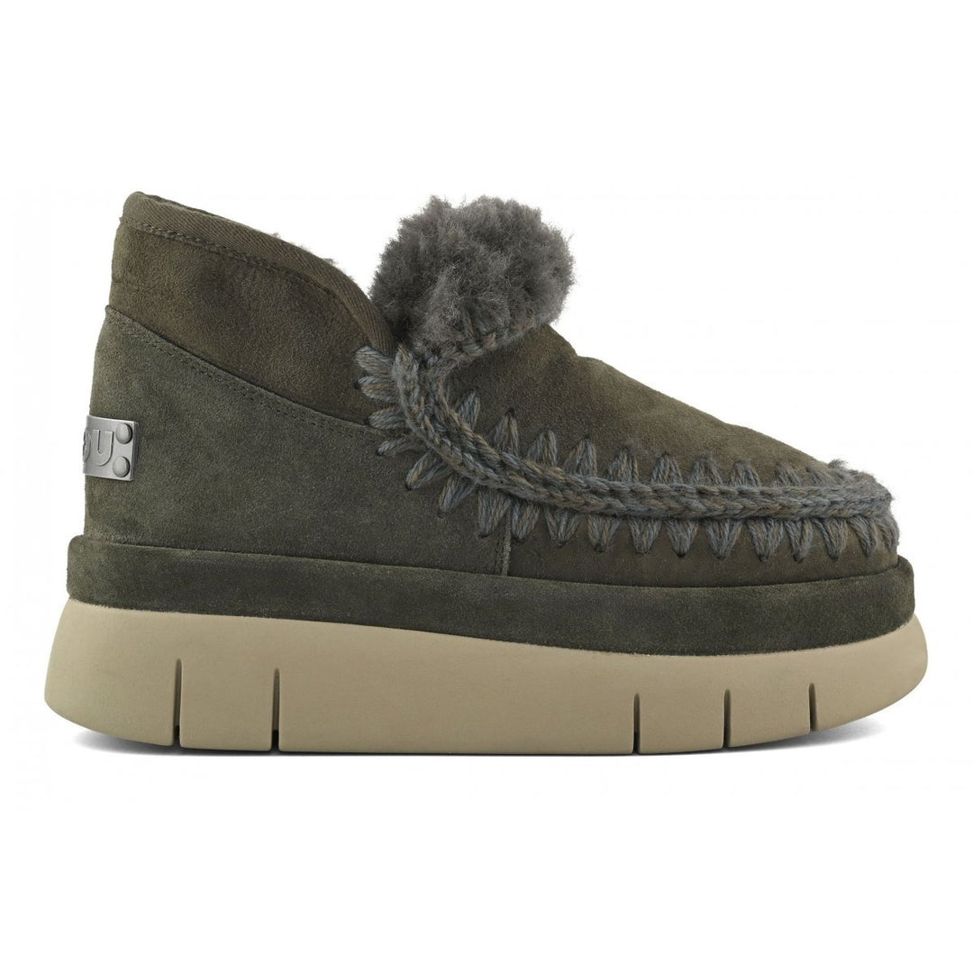 Mou - Bounce Welt Sneaker Suede in Black Olive