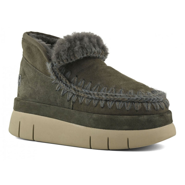Mou - Bounce Welt Sneaker Suede in Black Olive