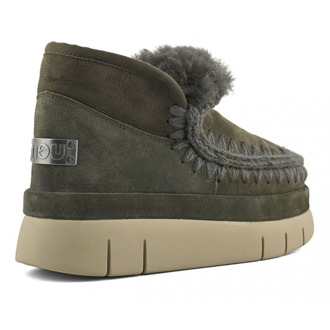 Mou - Bounce Welt Sneaker Suede in Black Olive