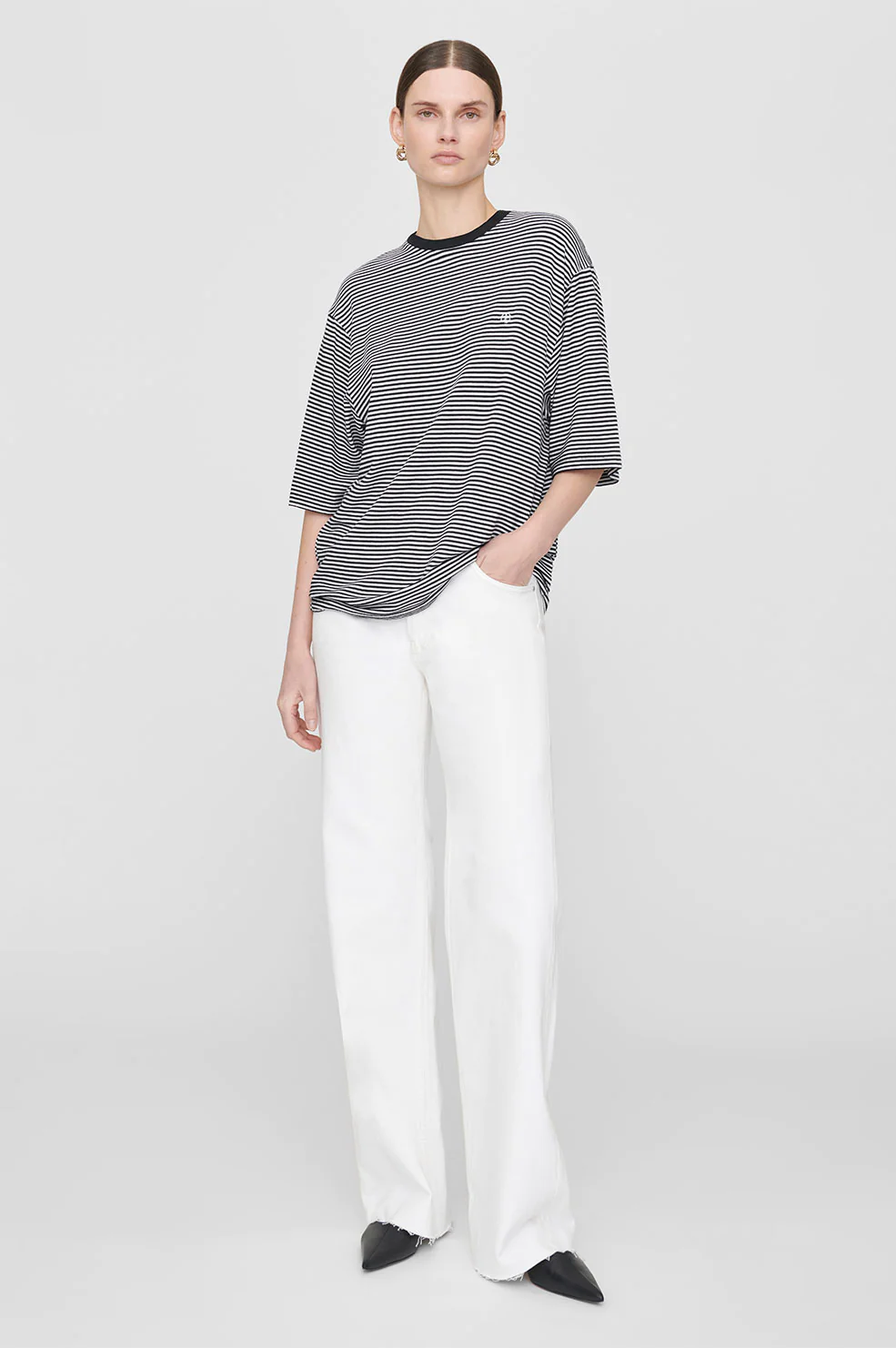 Anine Bing - Bo Tee in Black and White Stripe