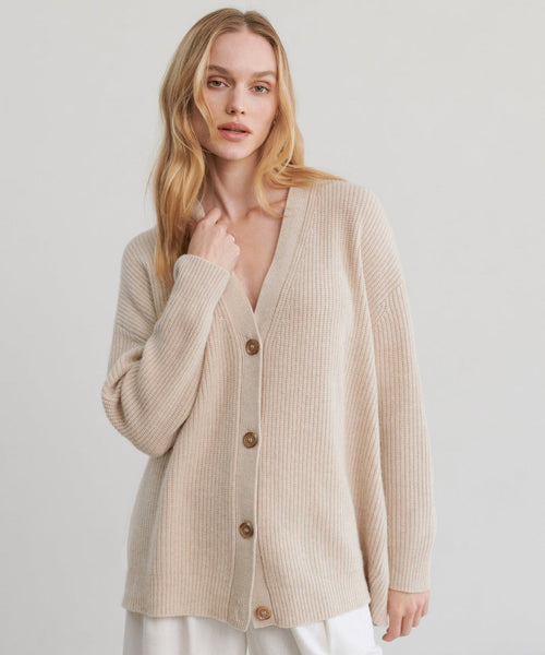 L'Appartement Cocoon カーディガン ベージュ Women's Cropped Cashmere Cocoon Oatmeal | Jenni Kayne