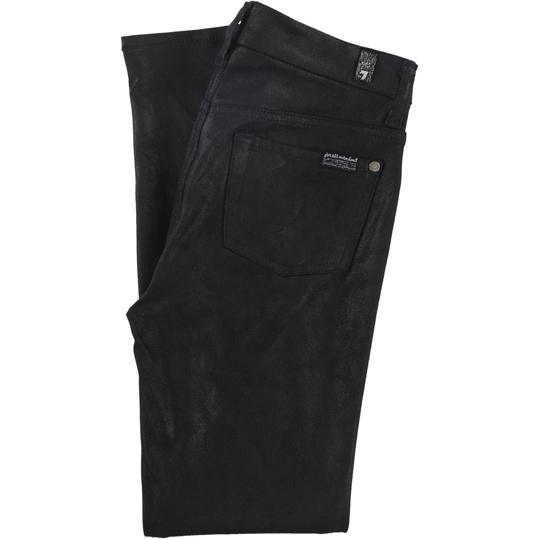 Seven for all Mankind - High Waist Ankle Skinny Faux Leather Jeans in Black