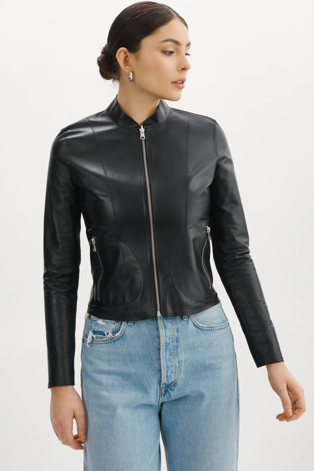 LAMARQUE - Chapin Reversible Leather Bomber in Black/Silver