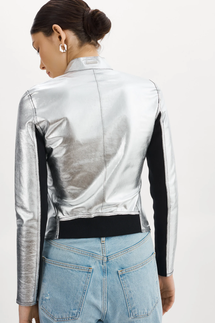 LAMARQUE - Chapin Reversible Leather Bomber in Black/Silver