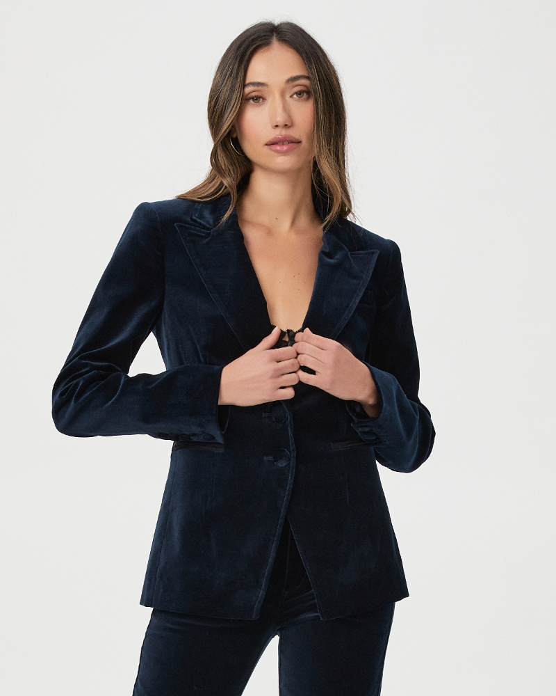 Paige - Chelsee Blazer in Deep Navy Velvet