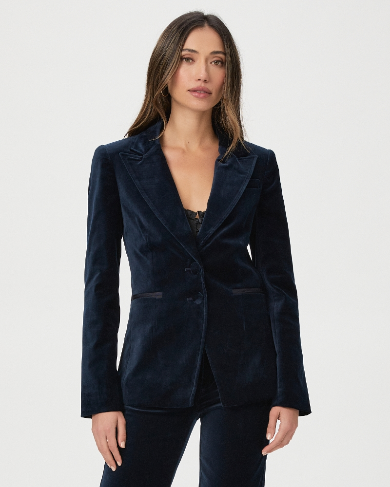 Paige - Chelsee Blazer in Deep Navy Velvet