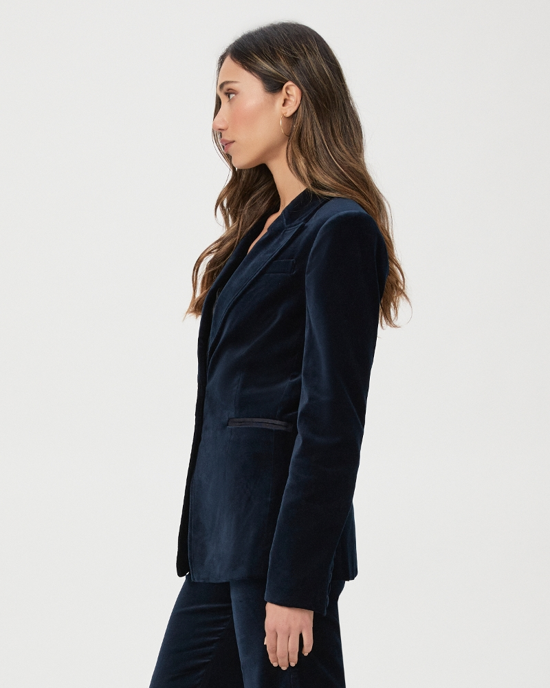 Paige - Chelsee Blazer in Deep Navy Velvet