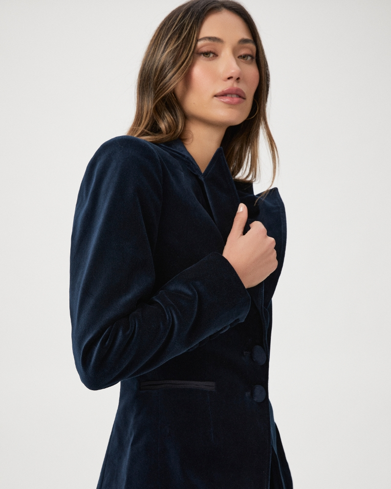 Paige - Chelsee Blazer in Deep Navy Velvet