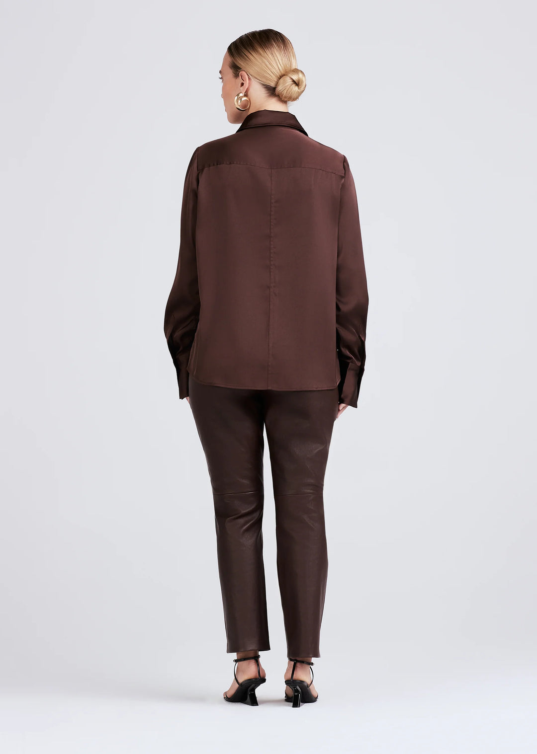 Derek Lam 10 Crosby - Lorena Button Down Blouse in Chocolate