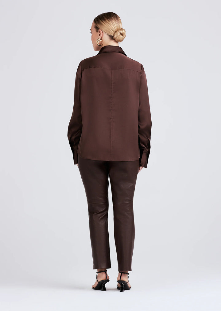 Derek Lam 10 Crosby - Lorena Button Down Blouse in Chocolate