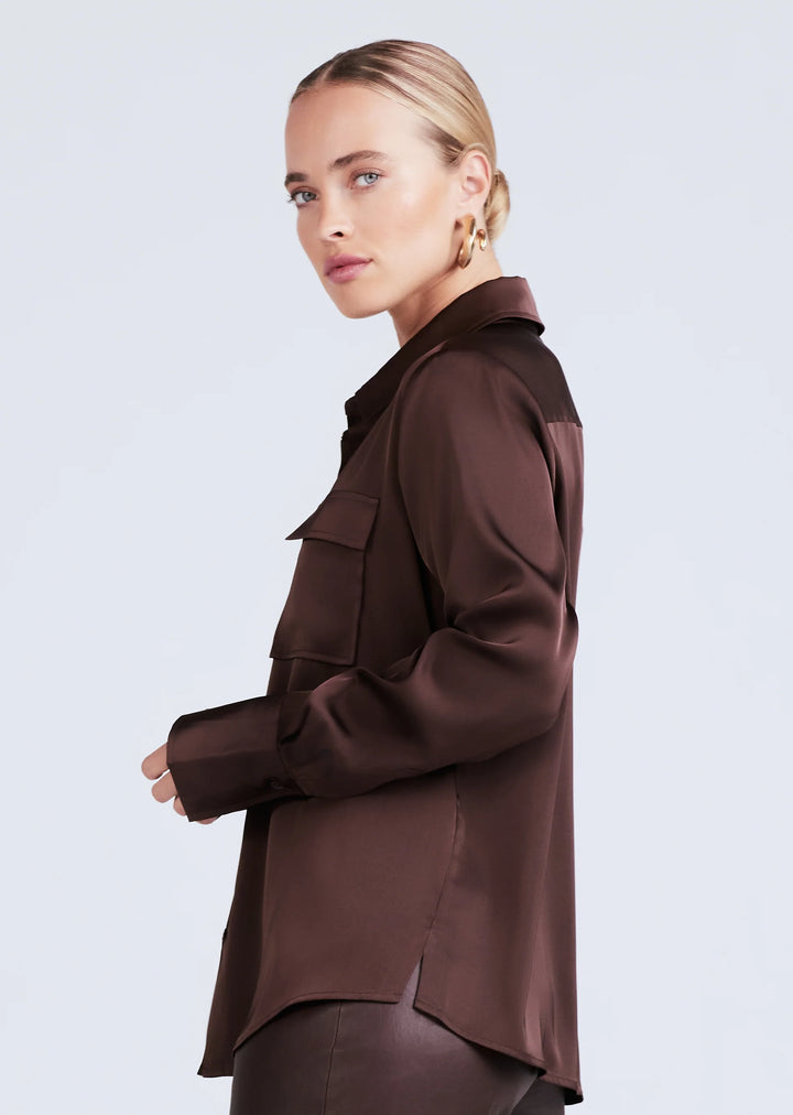 Derek Lam 10 Crosby - Lorena Button Down Blouse in Chocolate