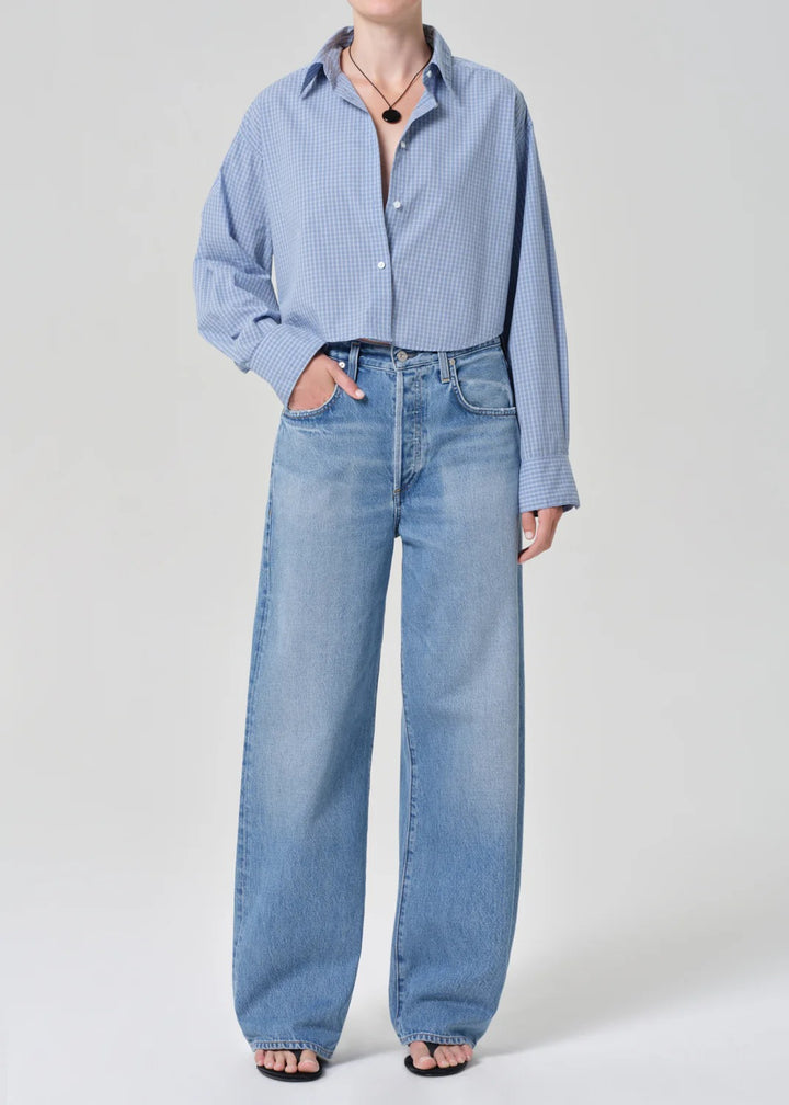 Citizens of Humanity - Ana Cropped Shirt in Bankers Blue Plaid Shirt