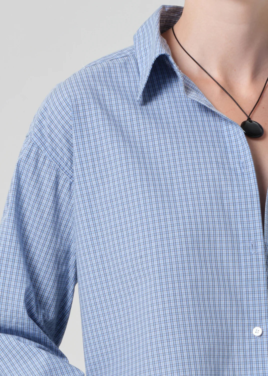Citizens of Humanity - Ana Cropped Shirt in Bankers Blue Plaid Shirt