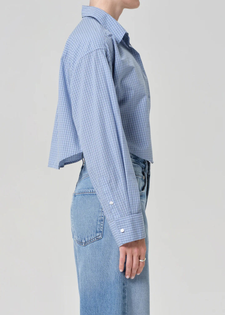 Citizens of Humanity - Ana Cropped Shirt in Bankers Blue Plaid Shirt