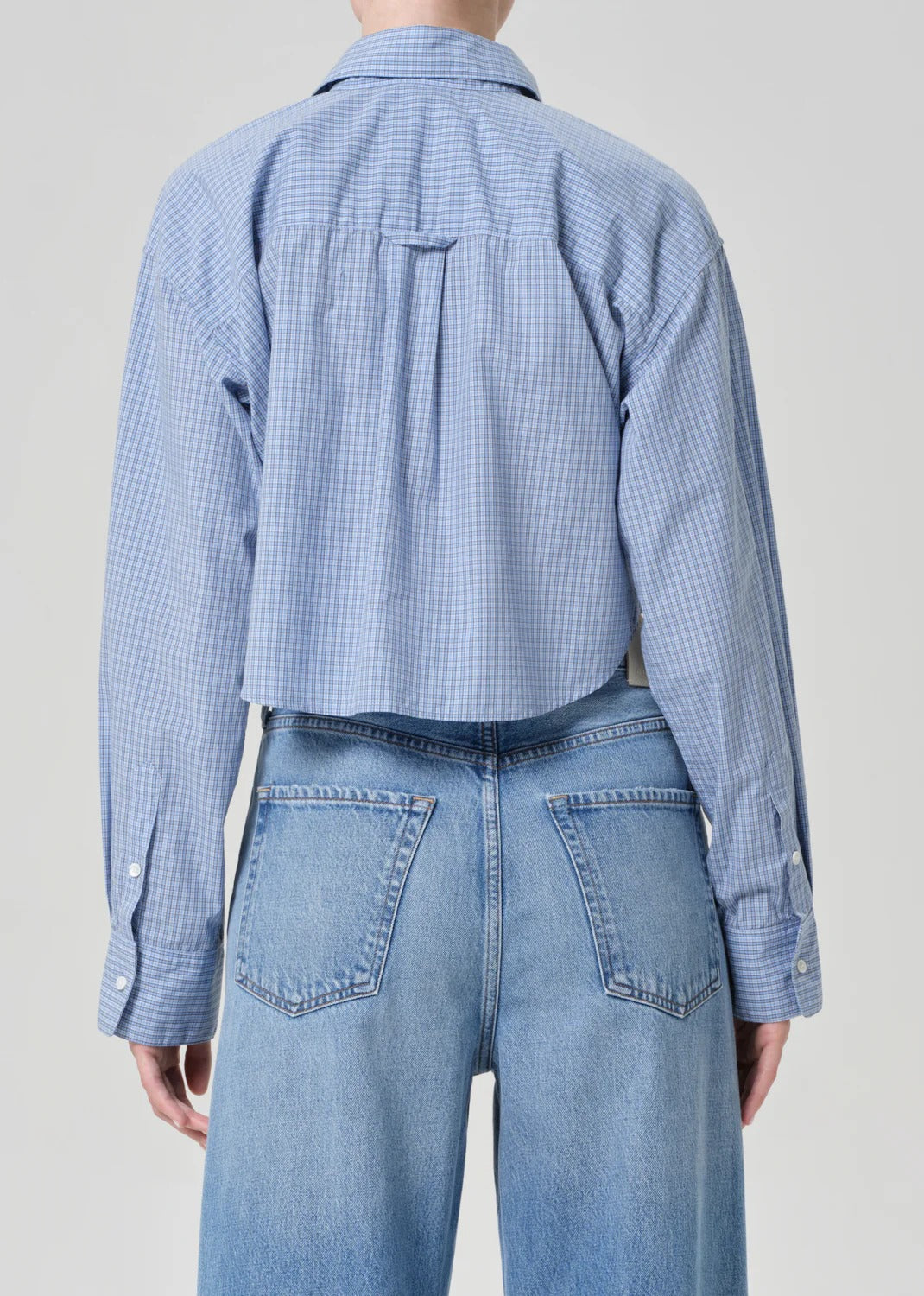 Citizens of Humanity - Ana Cropped Shirt in Bankers Blue Plaid Shirt
