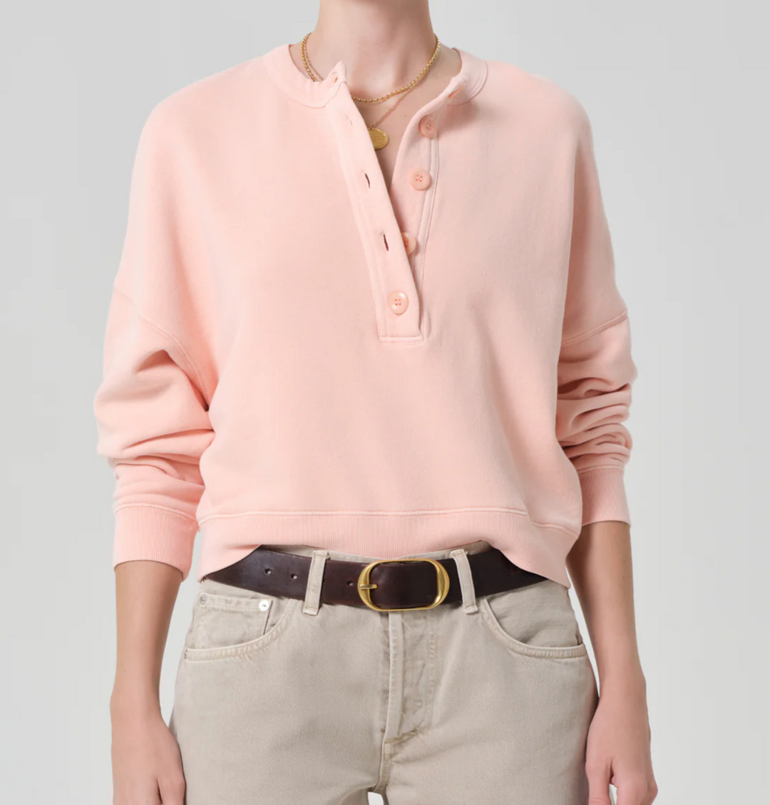 CITIZENS OF HUMANITY - Rhomboid Henley in Melon Creme Shirt