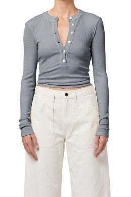 CITIZENS OF HUMANITY - Varra Henley in Blue Grey Shirt