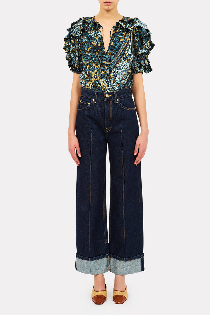 ULLA JOHNSON - Josephine Silk Top in PRUSSIAN TOPS