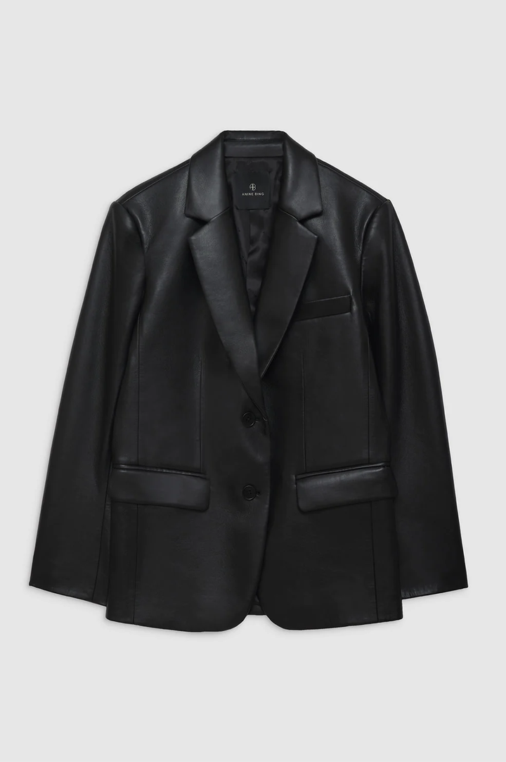 Anine Bing - Classic Blazer in Black Recycled Leather