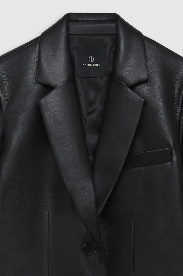 Anine Bing - Classic Blazer in Black Recycled Leather