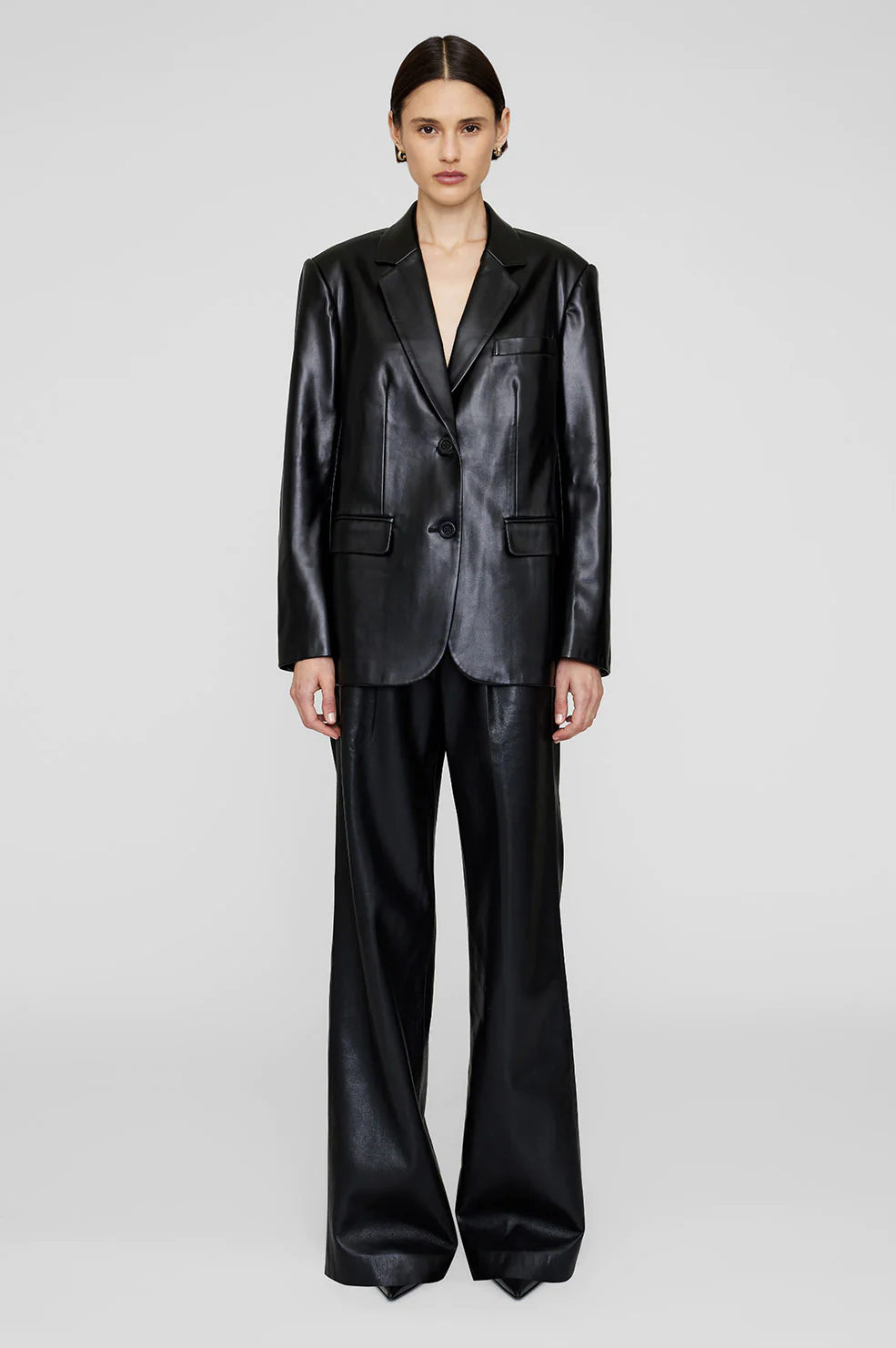 Anine Bing - Classic Blazer in Black Recycled Leather