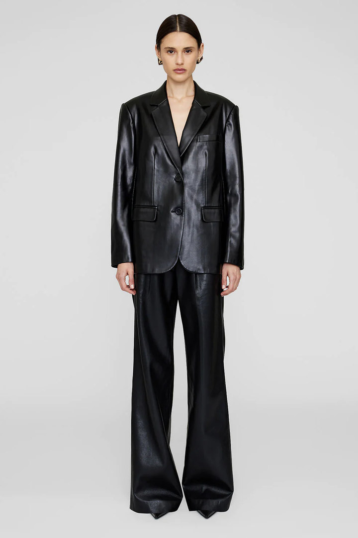 Anine Bing - Classic Blazer in Black Recycled Leather