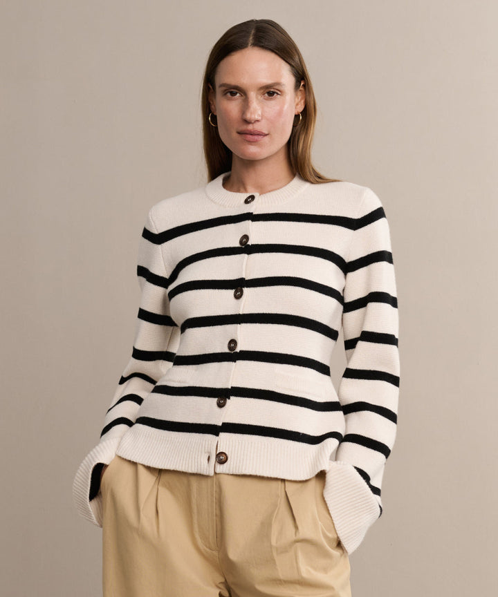 Jenni Kayne - Cooper Cardigan in Ivory Black Stripe