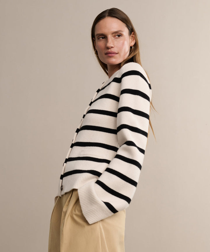 Jenni Kayne - Cooper Cardigan in Ivory Black Stripe