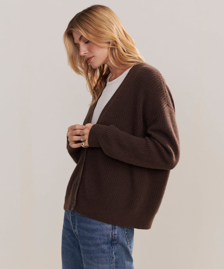 Jenni Kayne - Cropped Cashmere Cocoon Cardigan in Chocolate