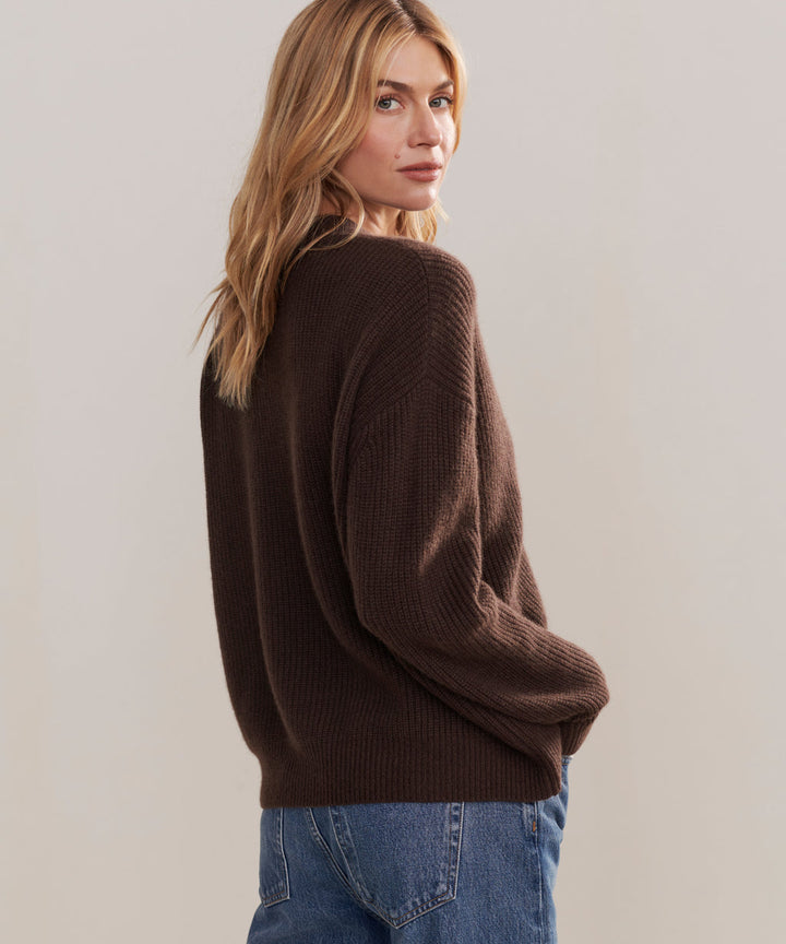 Jenni Kayne - Cropped Cashmere Cocoon Cardigan in Chocolate