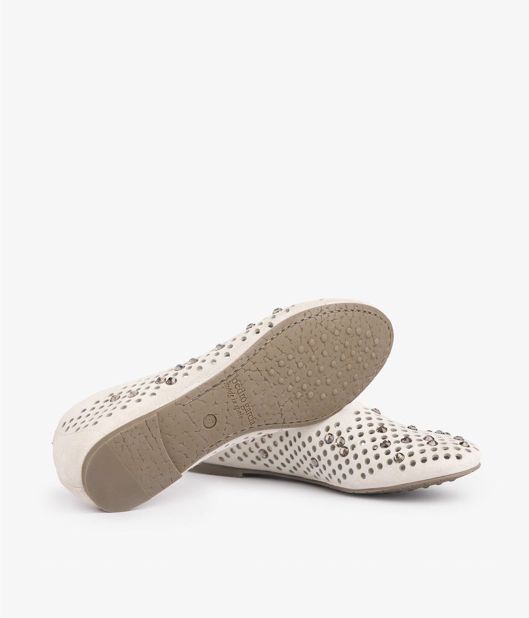 Pedro Garcia - Ariane Bedazzled Ballerina Leather Flats in Basmati