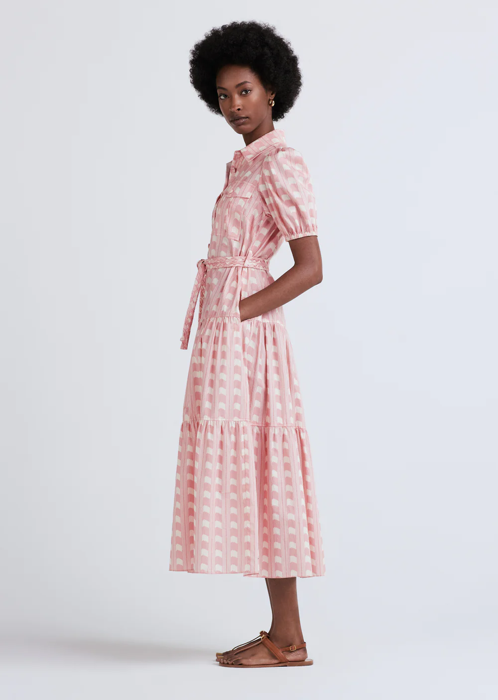 Derek Lam 10 Crosby - Daphne Puff Sleeve Shirt Dress in Pink Multi